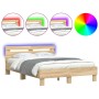Estructura de cama cabecero y luces LED roble Sonoma 120x200 cm de , Camas y somieres - Ref: Foro24-3207555, Precio: 137,86 €...
