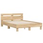 Estructura de cama cabecero y luces LED roble Sonoma 120x200 cm de , Camas y somieres - Ref: Foro24-3207555, Precio: 137,86 €...