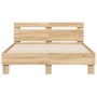 Estructura de cama cabecero y luces LED roble Sonoma 120x200 cm de , Camas y somieres - Ref: Foro24-3207555, Precio: 137,86 €...