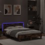 Estructura de cama cabecero y luces LED roble ahumado 120x200cm de , Camas y somieres - Ref: Foro24-3207557, Precio: 146,34 €...