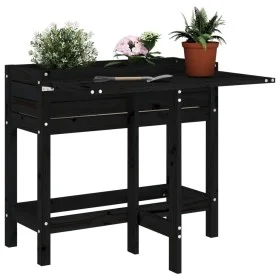 Planter with folding lid solid black pine wood by , Pots and planters - Ref: Foro24-825125, Price: 71,63 €, Discount: %