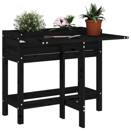 Jardinera con tapa plegable madera maciza de pino negro de , Maceteros y jardineras - Ref: Foro24-825125, Precio: 72,45 €, De...
