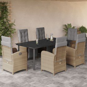 Set comedor de jardín 7 pzas con cojines ratán sintético beige en Conjuntos de jardín | Comprar online en Foru.es