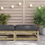 Taburete de jardín con cojín madera de pino impregnada de , Sofás modulares de exterior - Ref: Foro24-838100, Precio: 66,67 €...