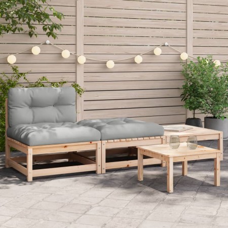 Sofá de jardín sin reposabrazos con cojines y reposapiés de , Sofás modulares de exterior - Ref: Foro24-838142, Precio: 141,2...