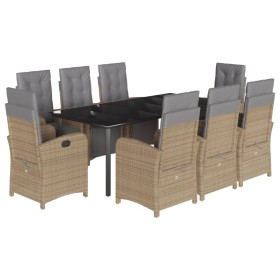 Set comedor de jardín 9 pzas con cojines ratán sintético beige en Conjuntos de jardín | Comprar online en Foru.es
