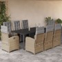 Set comedor de jardín 9 pzas con cojines ratán sintético beige en Conjuntos de jardín | Comprar online en Foru.es