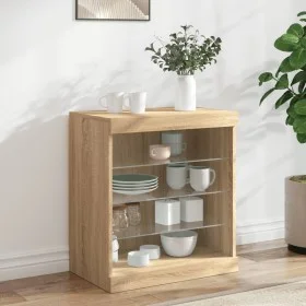 Aparador con luces LED roble Sonoma 60,5x37x67 cm de , Aparadores - Ref: Foro24-836695, Precio: 69,14 €, Descuento: %