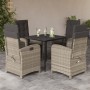 Set comedor de jardín 5 pzas cojines ratán sintético gris claro en Conjuntos de jardín | Comprar online en Foru.es