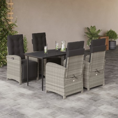 Set comedor de jardín 5 pzas cojines ratán sintético gris claro en Conjuntos de jardín | Comprar online en Foru.es