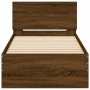 Cama con cabecero madera de ingeniería marrón roble 75x190 cm de , Camas y somieres - Ref: Foro24-838665, Precio: 65,84 €, De...