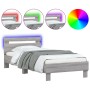 Estructura de cama cabecero luces LED gris Sonoma 90x200 cm de , Camas y somieres - Ref: Foro24-838720, Precio: 113,67 €, Des...