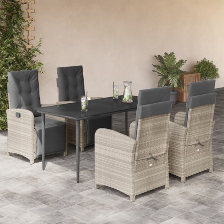 Set comedor de jardín 5 pzas cojines ratán sintético gris claro en Conjuntos de jardín | Comprar online en Foru.es