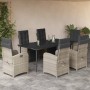 Set comedor jardín 7 pzas y cojines ratán sintético gris claro en Conjuntos de jardín | Comprar online en Foru.es