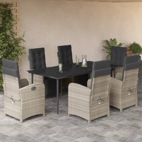 Set comedor jardín 7 pzas y cojines ratán sintético gris claro en Conjuntos de jardín | Comprar online en Foru.es