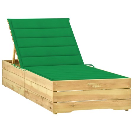 Tumbona con cojín verde madera de pino impregnada de , Tumbonas - Ref: Foro24-3065914, Precio: 156,89 €, Descuento: %