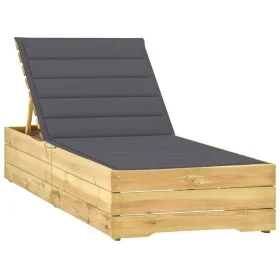 Sun lounger with anthracite grey impregnated pine wood cushion by , Loungers - Ref: Foro24-3065909, Price: 160,16 €, Discount: %