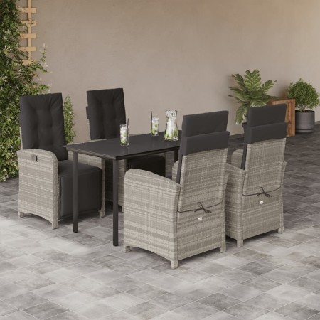 Set comedor de jardín 5 pzas cojines ratán sintético gris claro en Conjuntos de jardín | Comprar online en Foru.es