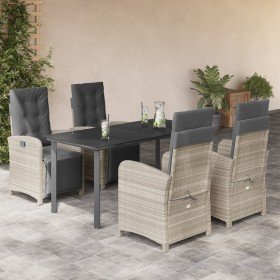 Set comedor de jardín 5 pzas cojines ratán sintético gris claro en Conjuntos de jardín | Comprar online en Foru.es