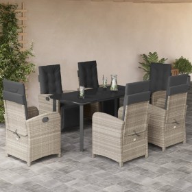 Set comedor jardín 7 pzas y cojines ratán sintético gris claro en Conjuntos de jardín | Comprar online en Foru.es