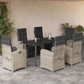 Set comedor jardín 7 pzas y cojines ratán sintético gris claro en Conjuntos de jardín | Comprar online en Foru.es