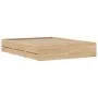 Cama con cajones madera ingeniería roble Sonoma 140x190 cm de , Camas y somieres - Ref: Foro24-3207303, Precio: 238,14 €, Des...
