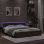 Estructura de cama cabecero y luces LED marrón roble 180x200 cm de , Camas y somieres - Ref: Foro24-3207594, Precio: 212,03 €...