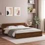 Estructura de cama cabecero y luces LED marrón roble 180x200 cm de , Camas y somieres - Ref: Foro24-3207594, Precio: 212,03 €...