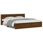 Estructura de cama cabecero y luces LED marrón roble 180x200 cm de , Camas y somieres - Ref: Foro24-3207594, Precio: 212,03 €...