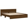 Estructura de cama cabecero y luces LED marrón roble 180x200 cm de , Camas y somieres - Ref: Foro24-3207594, Precio: 212,03 €...