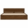 Estructura de cama cabecero y luces LED marrón roble 180x200 cm de , Camas y somieres - Ref: Foro24-3207594, Precio: 212,03 €...