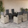 Set comedor jardín 7 pzas y cojines ratán sintético gris claro en Conjuntos de jardín | Comprar online en Foru.es