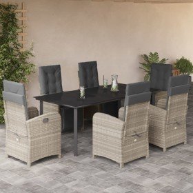 Set comedor jardín 7 pzas y cojines ratán sintético gris claro en Conjuntos de jardín | Comprar online en Foru.es