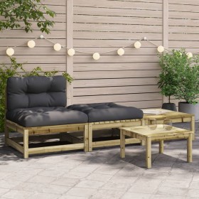 Sofá de jardín sin reposabrazos con cojines y reposapiés de , Sofás modulares de exterior - Ref: Foro24-838148, Precio: 183,6...