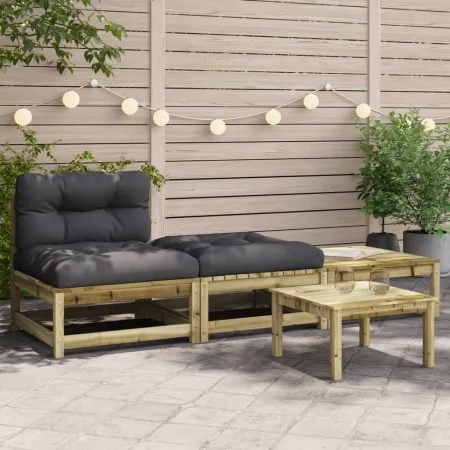 Sofá de jardín sin reposabrazos con cojines y reposapiés de , Sofás modulares de exterior - Ref: Foro24-838148, Precio: 179,8...