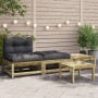 Sofá de jardín sin reposabrazos con cojines y reposapiés de , Sofás modulares de exterior - Ref: Foro24-838148, Precio: 183,6...