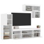 Muebles de TV de pared con LED 6 pzas madera ingeniería blanco de , Muebles TV - Ref: Foro24-3216732, Precio: 243,91 €, Descu...