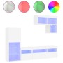 Muebles de TV de pared con LED 6 pzas madera ingeniería blanco de , Muebles TV - Ref: Foro24-3216732, Precio: 243,91 €, Descu...