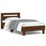Estructura de cama cabecero luces LED marrón roble 90x190 cm de , Camas y somieres - Ref: Foro24-838749, Precio: 90,56 €, Des...