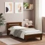 Estructura de cama cabecero luces LED marrón roble 90x190 cm de , Camas y somieres - Ref: Foro24-838749, Precio: 90,56 €, Des...