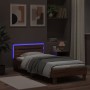 Estructura de cama cabecero luces LED marrón roble 90x190 cm de , Camas y somieres - Ref: Foro24-838749, Precio: 91,74 €, Des...