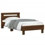 Estructura de cama cabecero luces LED marrón roble 90x190 cm de , Camas y somieres - Ref: Foro24-838749, Precio: 90,56 €, Des...