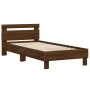 Estructura de cama cabecero luces LED marrón roble 90x190 cm de , Camas y somieres - Ref: Foro24-838749, Precio: 90,56 €, Des...