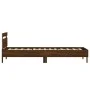 Estructura de cama cabecero luces LED marrón roble 90x190 cm de , Camas y somieres - Ref: Foro24-838749, Precio: 90,56 €, Des...
