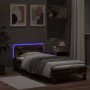 Estructura de cama cabecero luces LED roble ahumado 75x190 cm de , Camas y somieres - Ref: Foro24-838754, Precio: 68,78 €, De...