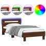 Estructura de cama cabecero luces LED marrón roble 75x190 cm de , Camas y somieres - Ref: Foro24-838756, Precio: 71,43 €, Des...