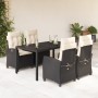 Set de muebles jardín 5 pzas con cojines ratán sintético negro en Conjuntos de jardín | Comprar online en Foru.es