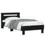 Estructura de cama con cabecero y luces LED negro 90x200 cm de , Camas y somieres - Ref: Foro24-838716, Precio: 117,31 €, Des...