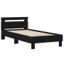 Estructura de cama con cabecero y luces LED negro 90x200 cm de , Camas y somieres - Ref: Foro24-838716, Precio: 117,31 €, Des...