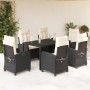 Set de comedor de jardín 7 pzas y cojines ratán sintético negro en Conjuntos de jardín | Comprar online en Foru.es